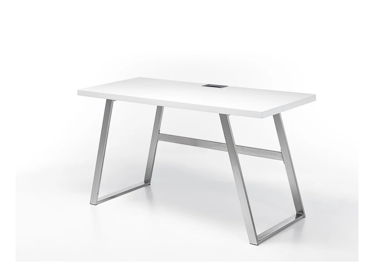 Bureau en laqué blanc mat avec piètement acier - L140 x H75 x P60 cm