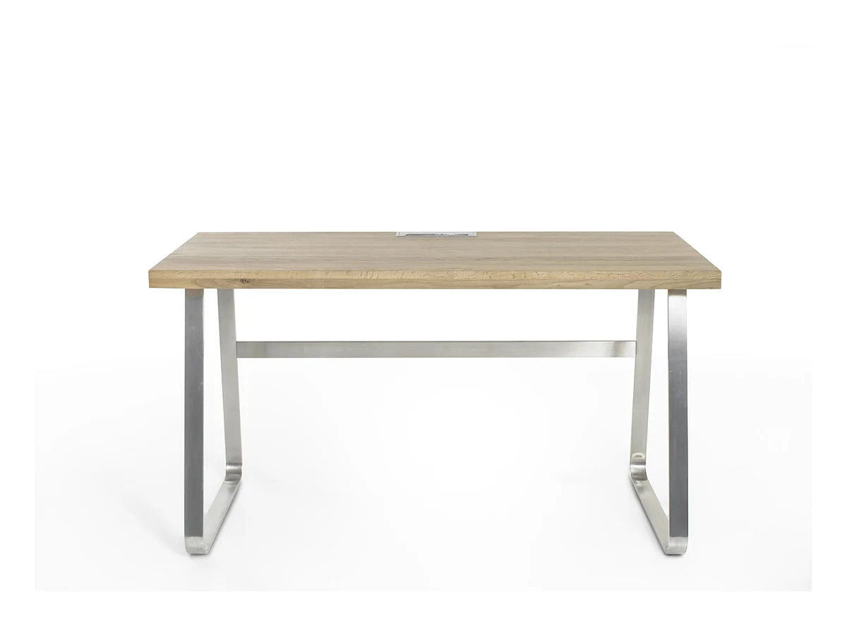 Bureau en chêne massif avec piètement en acier - L140 x H75 x P60 cm