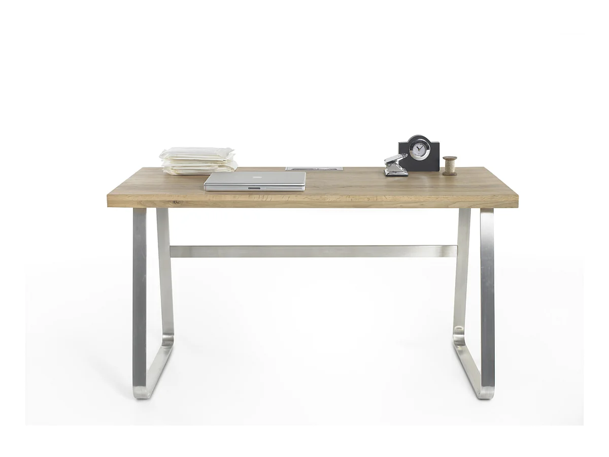 Bureau en chêne massif avec piètement en acier - L140 x H75 x P60 cm