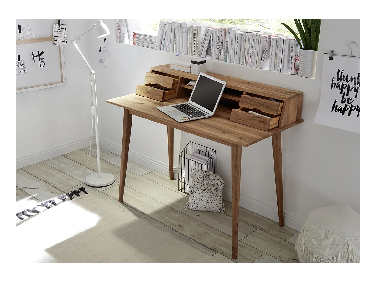 Bureau en chêne massif huilé - L110 x H90 x P58 cm