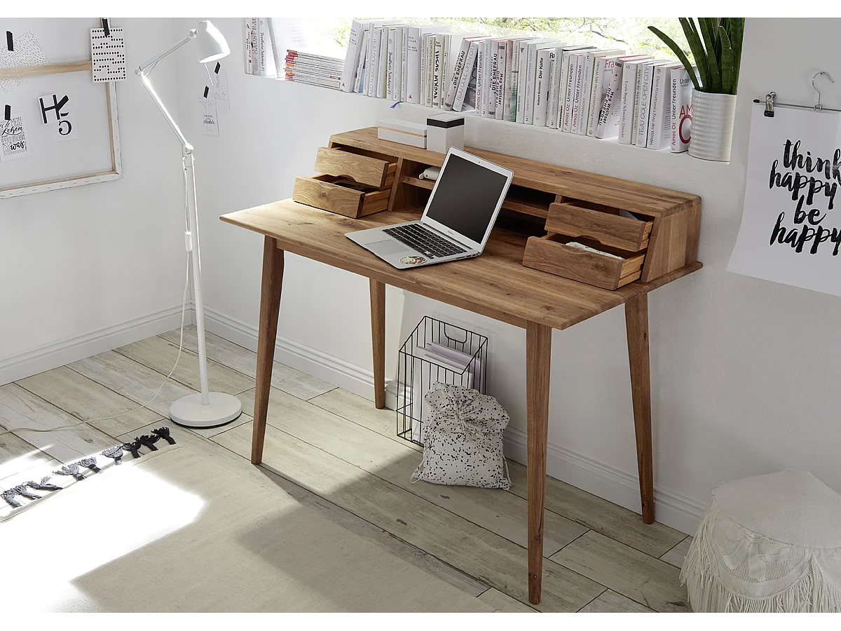 Bureau en chêne massif huilé - L110 x H90 x P58 cm