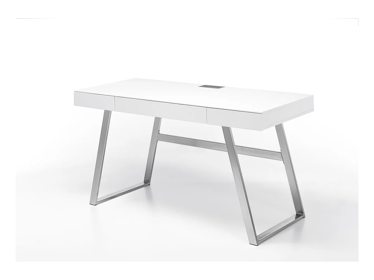 Bureau blanc mat avec piètement acier - L140 x H75 x P60 cm