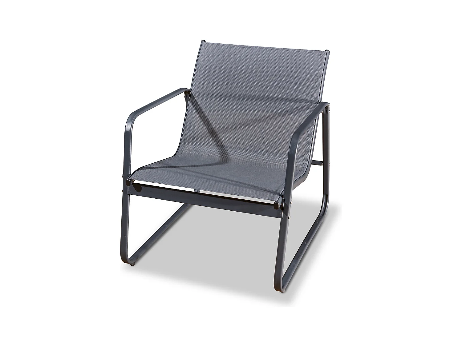 Salon de jardin 4 places en textilène et acier - Gris et Noir - ANNECY