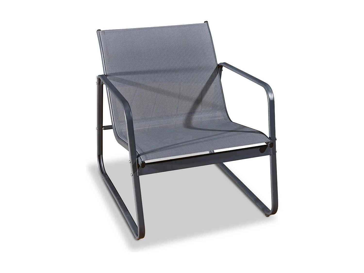 Salon de jardin 4 places en textilène et acier - Gris et Noir - ANNECY