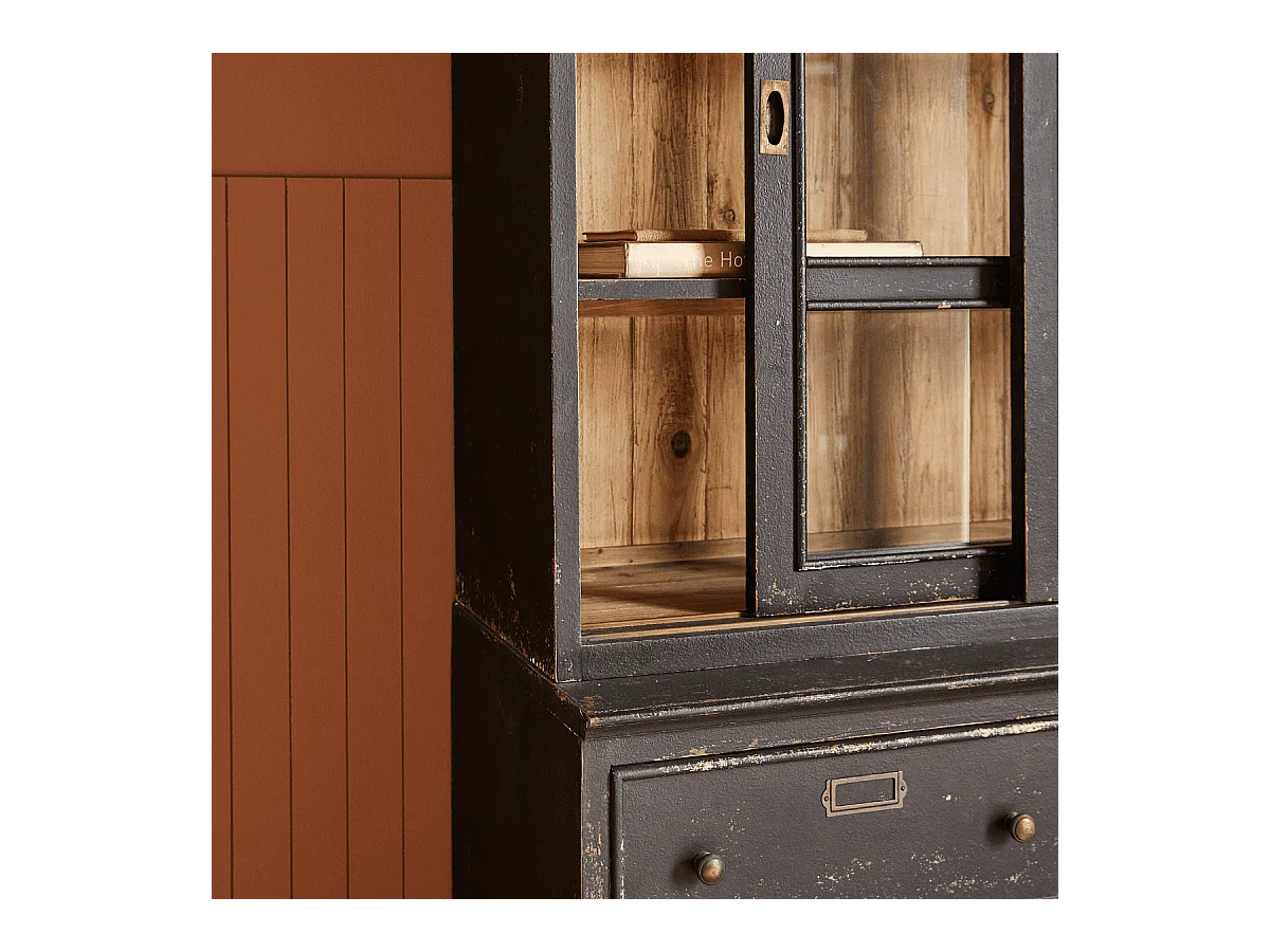 Bibliothèque en pin massif 6 tiroirs - H240 cm - AMSTERDAM