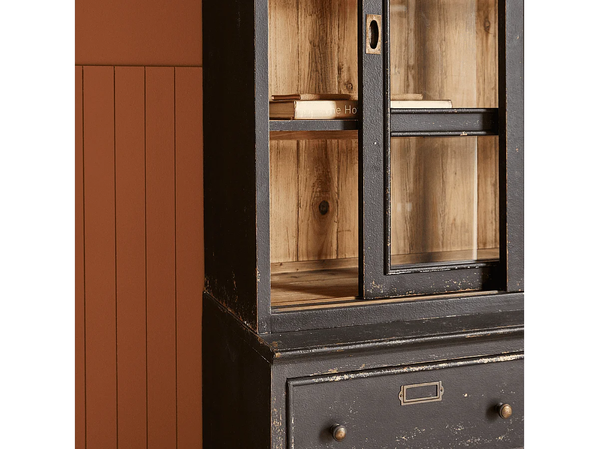 Bibliothèque en pin massif 6 tiroirs - H240 cm - AMSTERDAM