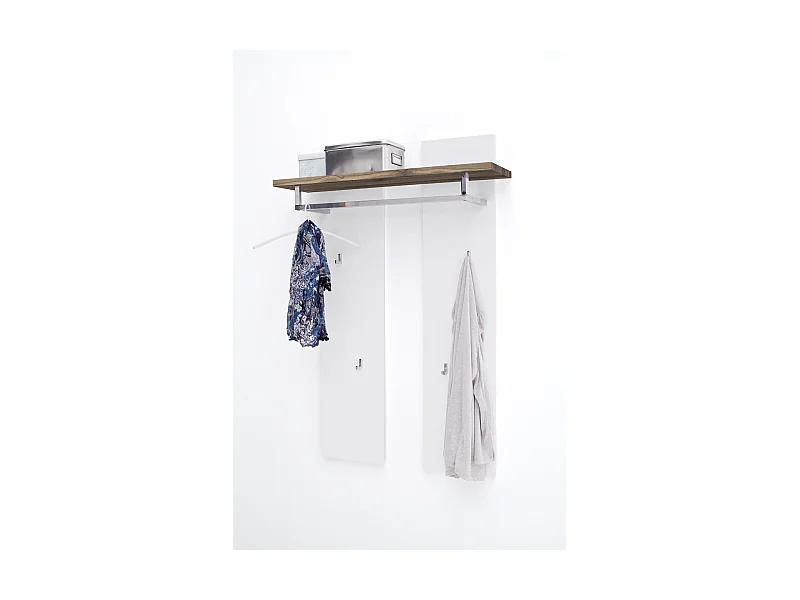 Penderie murale avec étagère coloris laqué blanc mat - L91 x H135 x P25 cm