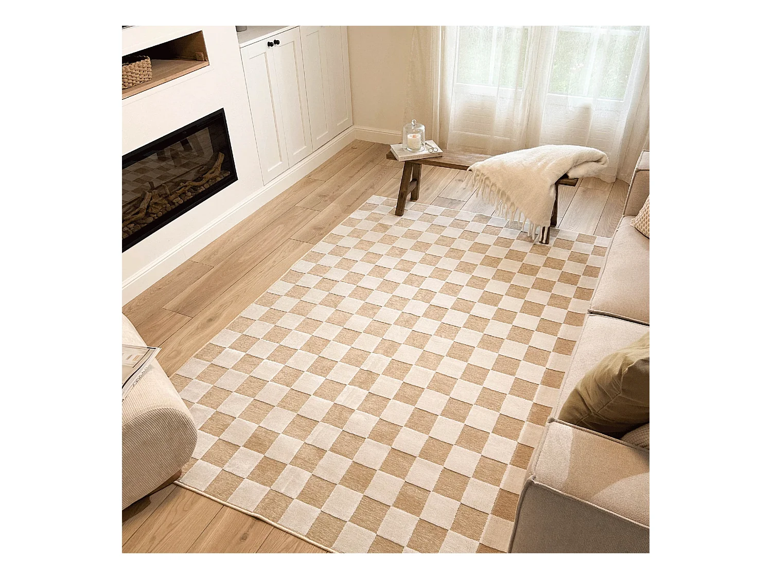 Tapis d'extérieur - 228x340cm - Beige - Réversible - 100% polypropylène - 1350gr / m² - RIO