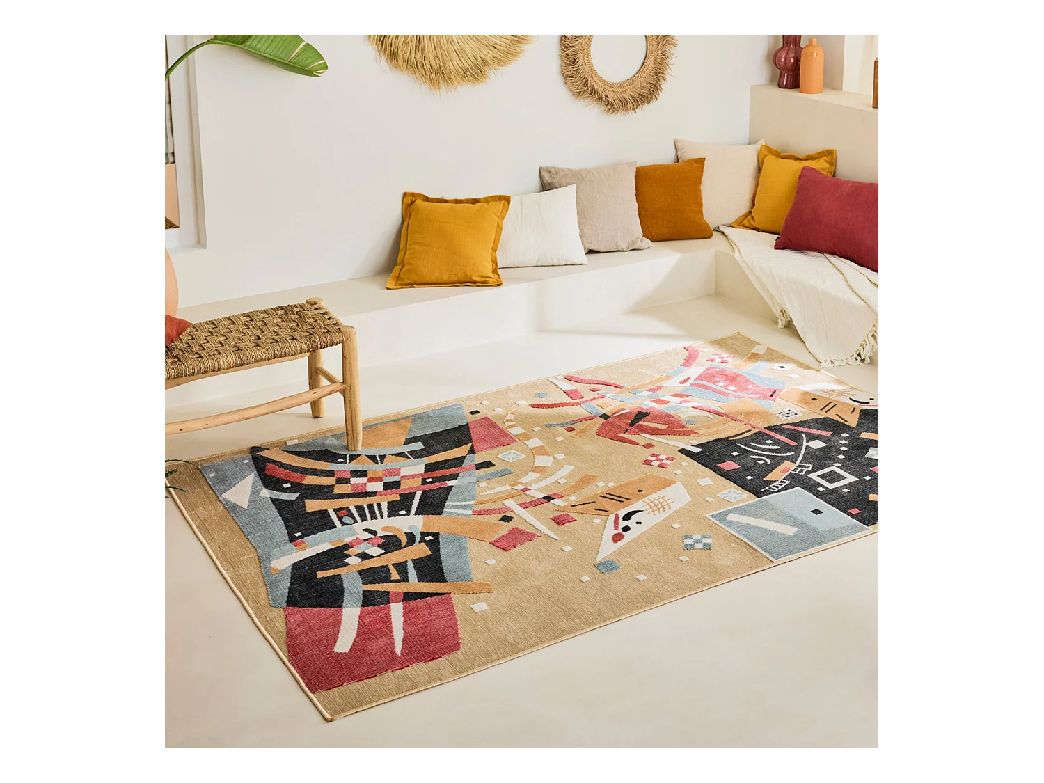 Tapis d'extérieur - 152x230cm - Beige - Réversible - 100% polypropylène - 1350gr / m² - SEVILLE