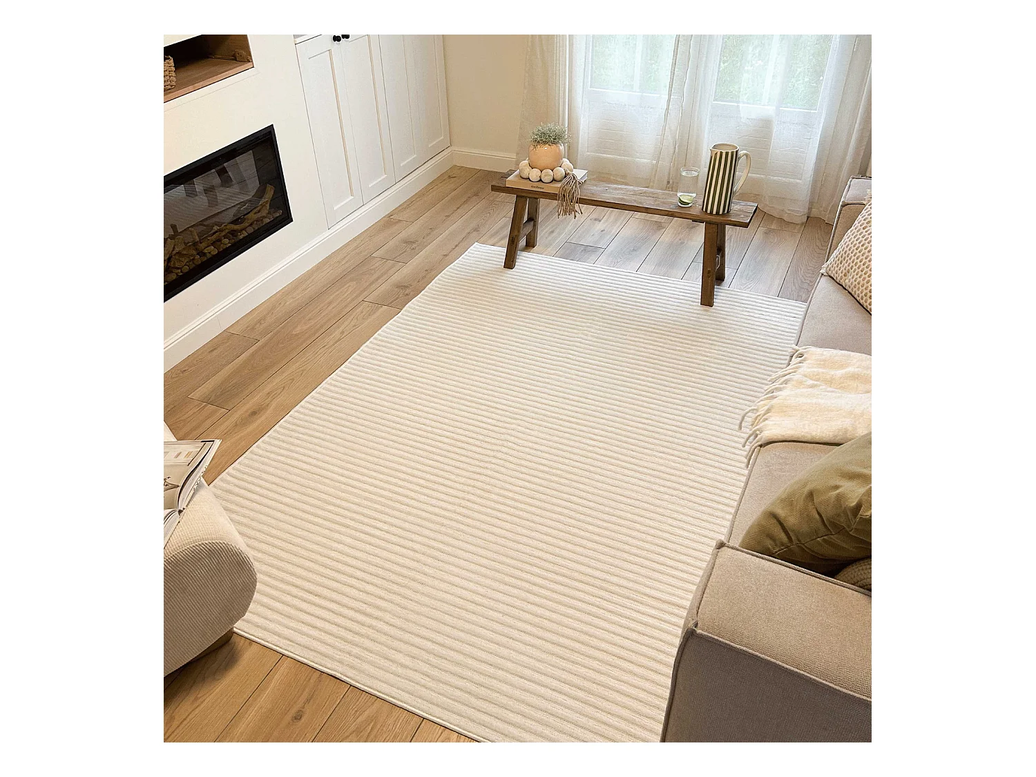Tapis d'extérieur - 228x340cm - Blanc - Réversible - 100% polypropylène - 1350gr / m² - TOKYO