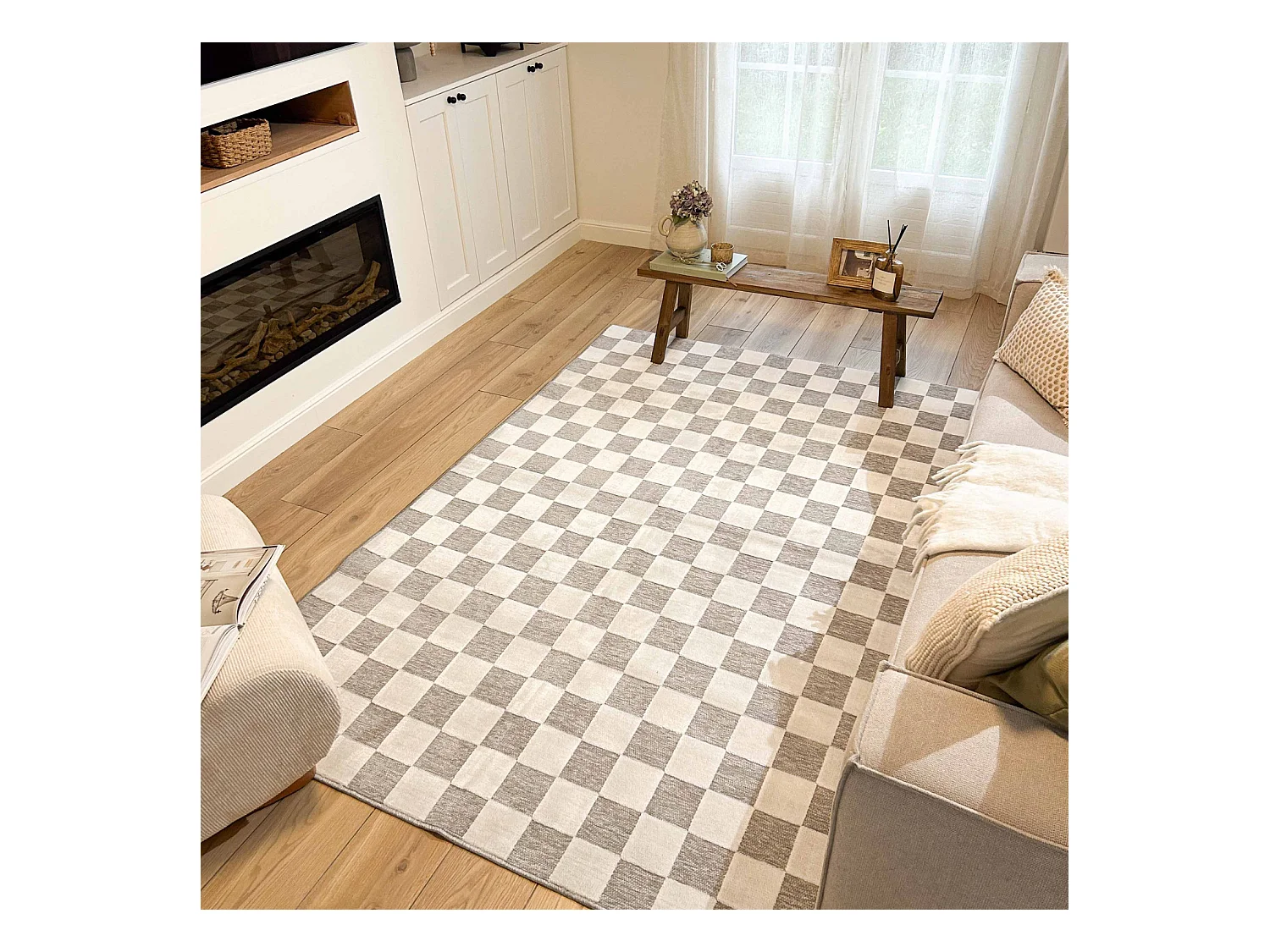 Tapis d'extérieur - 152x230cm - Gris - Réversible - 100% polypropylène - 1350gr / m² - NIROBI