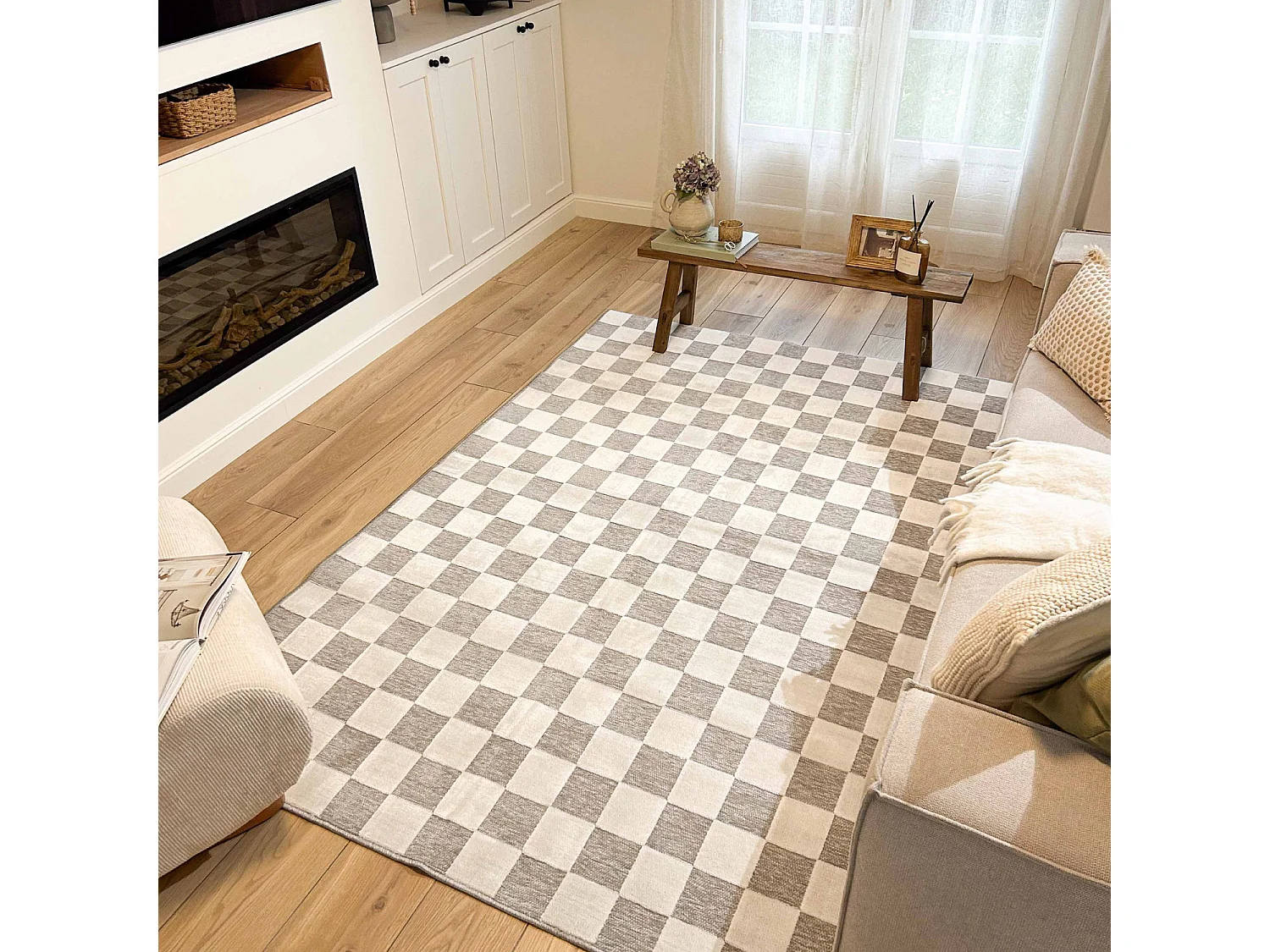 Tapis d'extérieur - 152x230cm - Gris - Réversible - 100% polypropylène - 1350gr / m² - NIROBI