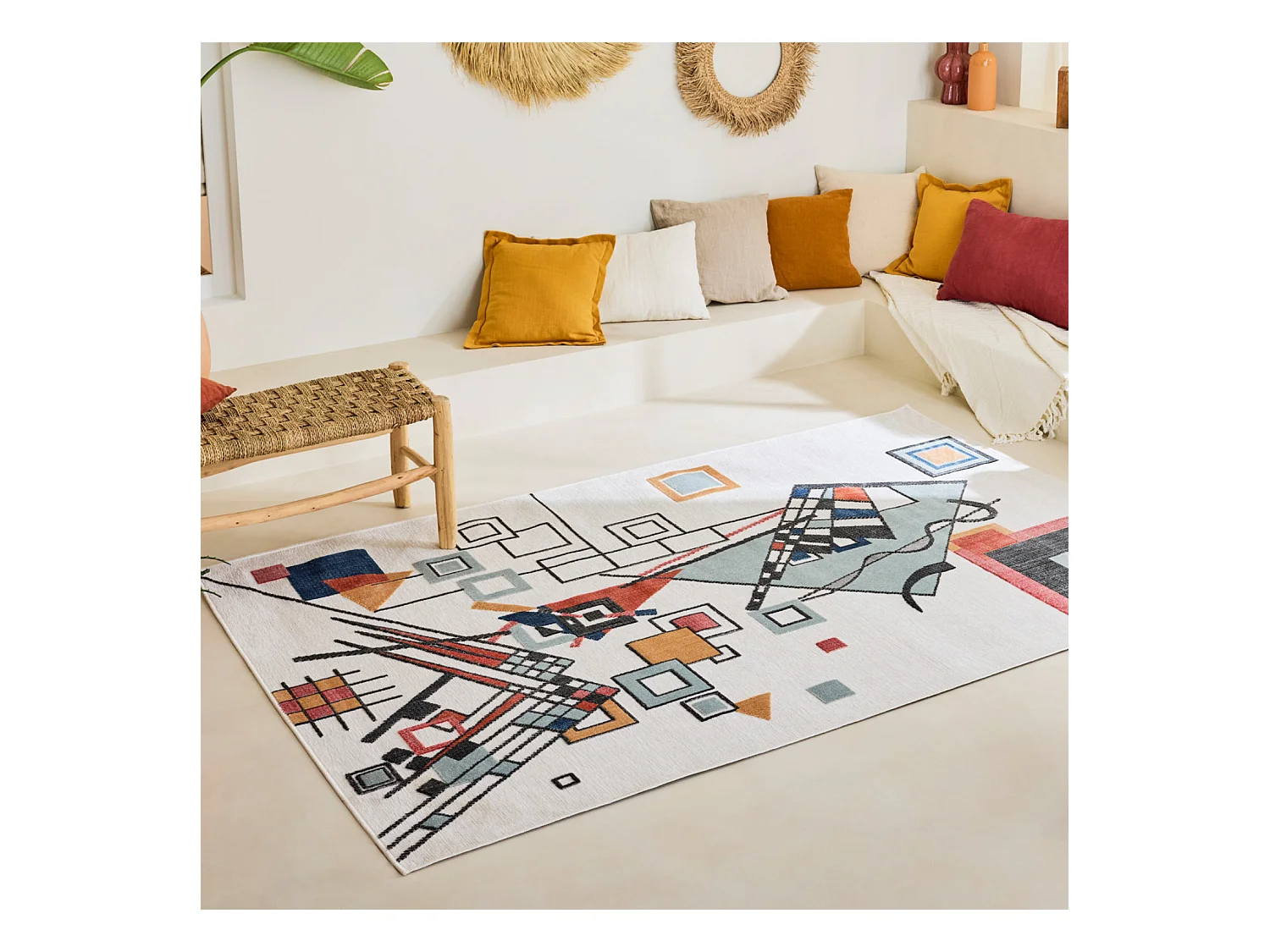 Tapis d'extérieur - 152x230cm - Blanc - Réversible - 100% polypropylène - 1350gr / m² - OURIKA