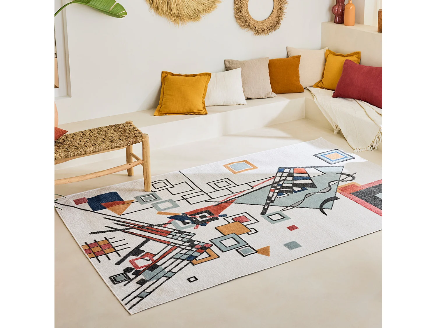 Tapis d'extérieur - 152x230cm - Blanc - Réversible - 100% polypropylène - 1350gr / m² - OURIKA