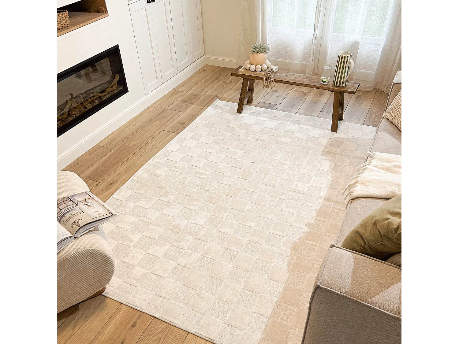Tapis d'extérieur - 152x230cm - Blanc - Réversible - 100% polypropylène - 1350gr / m² - SYDNEY