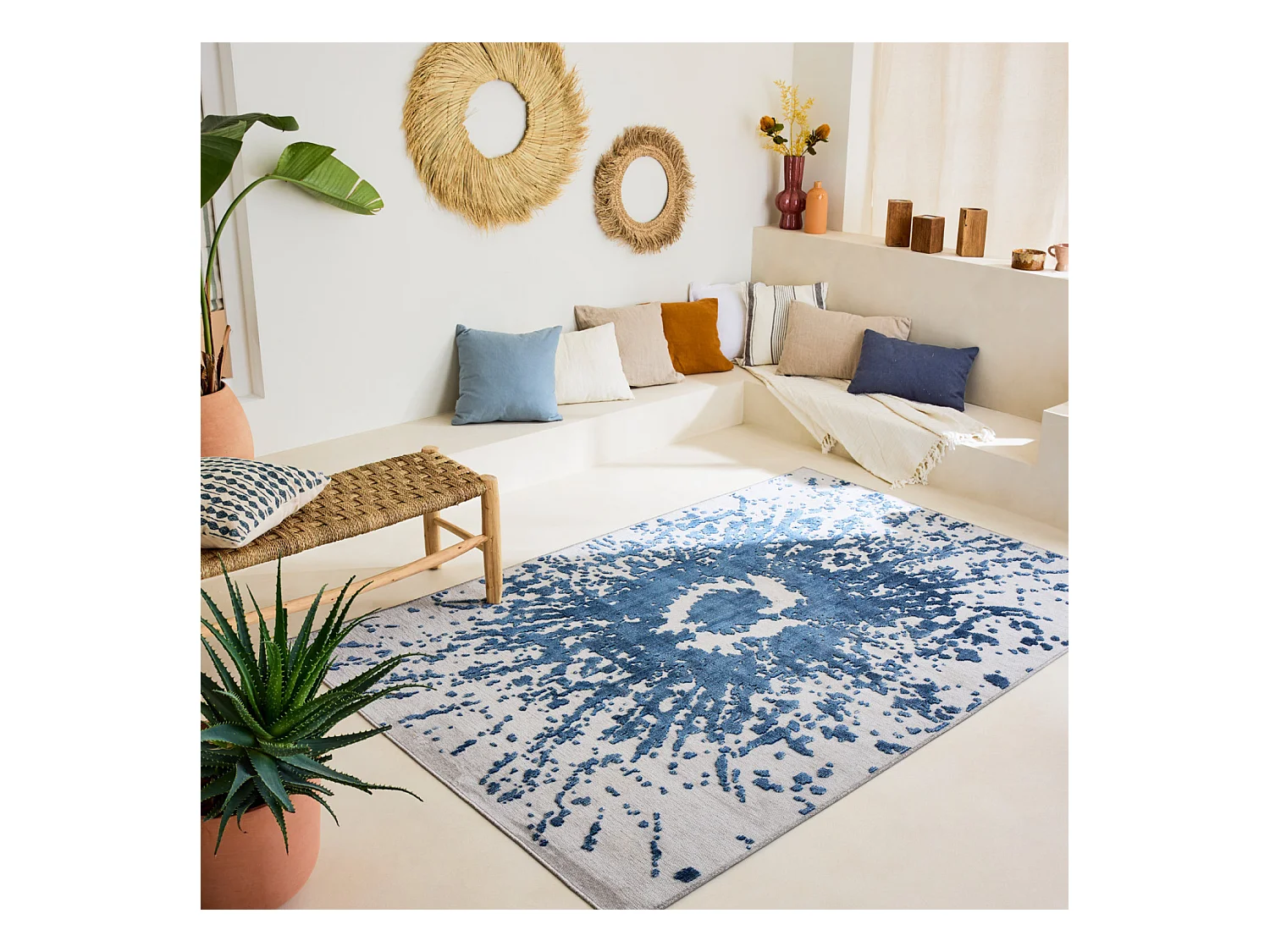 Tapis d'extérieur - 152x230cm - Bleu - Réversible - 100% polypropylène - 1350gr / m² - BYBLOS