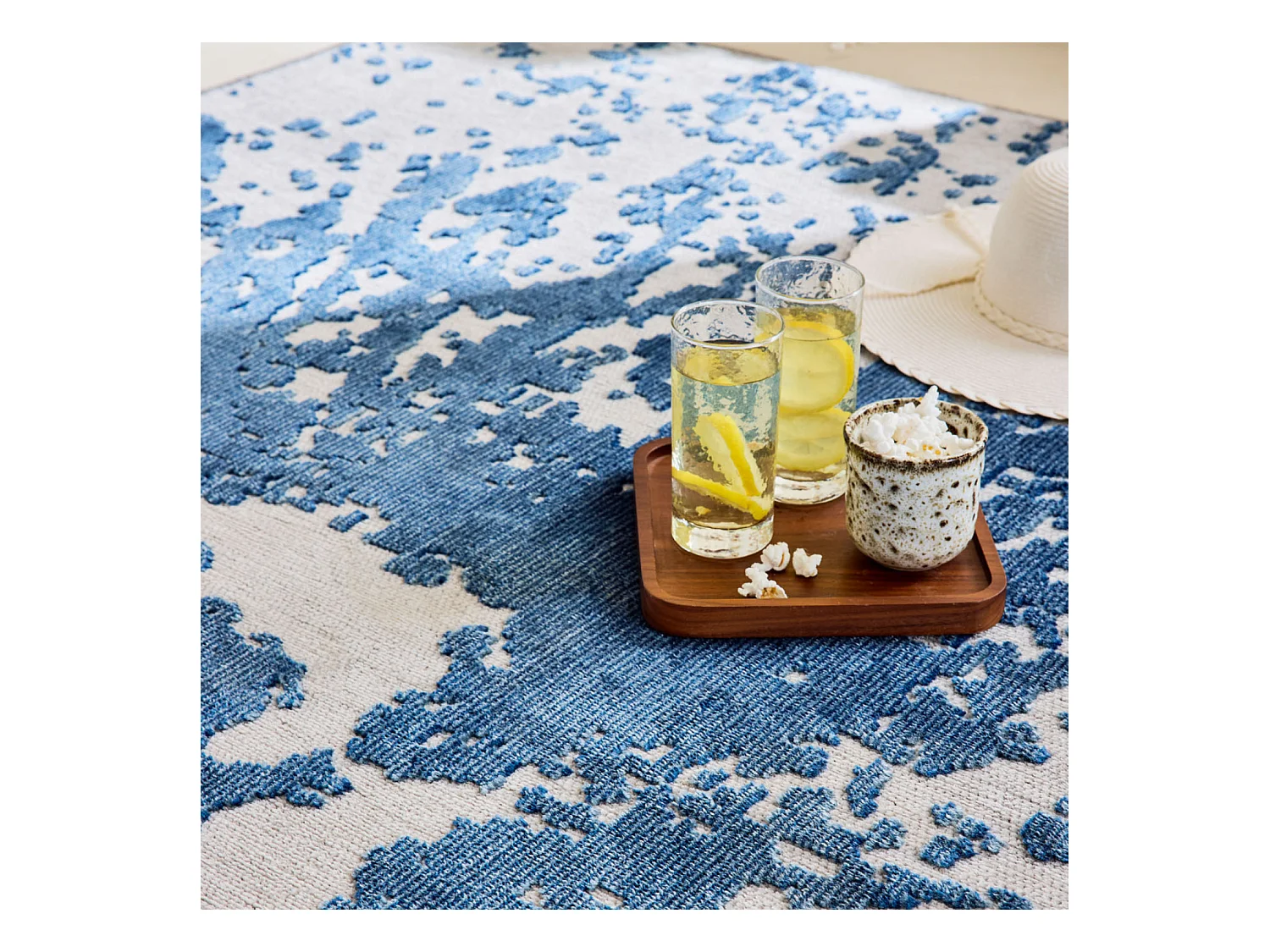 Tapis d'extérieur - 152x230cm - Bleu - Réversible - 100% polypropylène - 1350gr / m² - BYBLOS