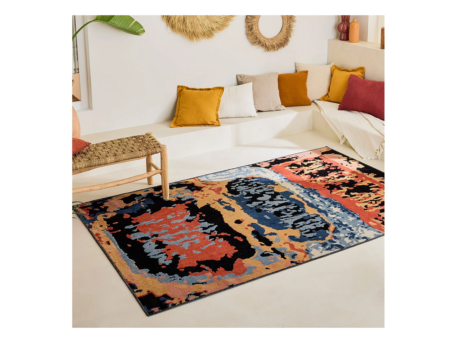 Tapis d'extérieur - 228x340cm - Noir - Réversible - 100% polypropylène - 1350gr / m² - SANTELIA