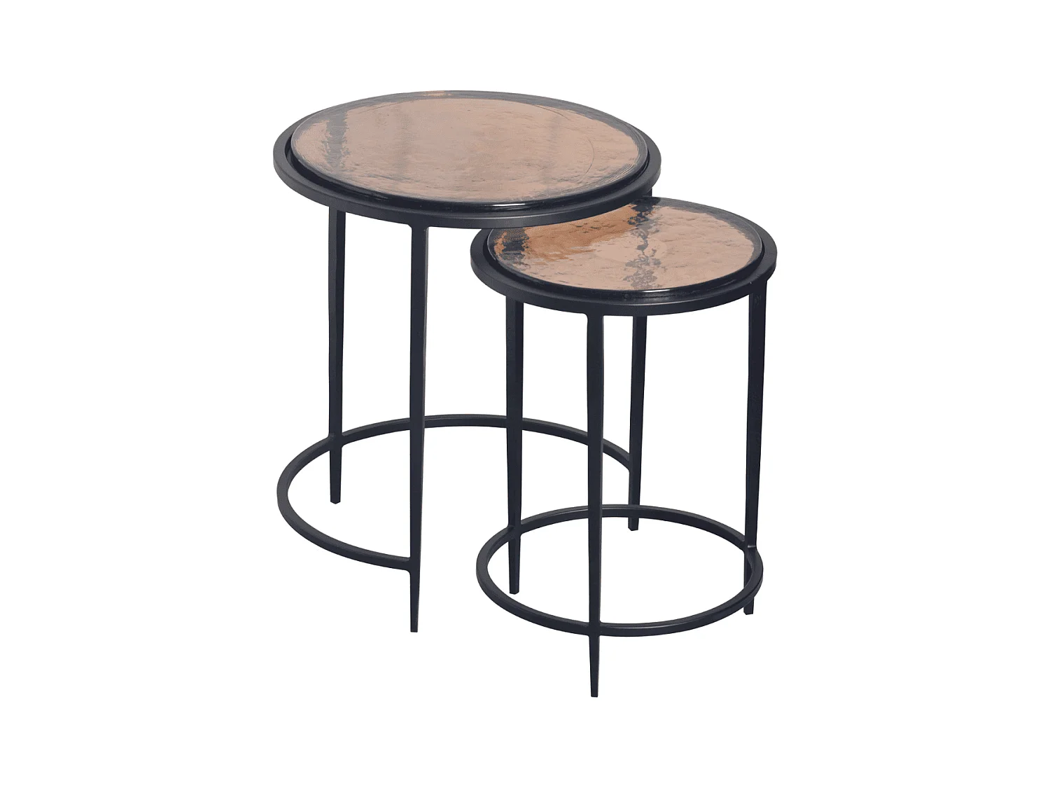 Bouts de canapé gigognes en verre fumé et métal D44 cm IGLOO