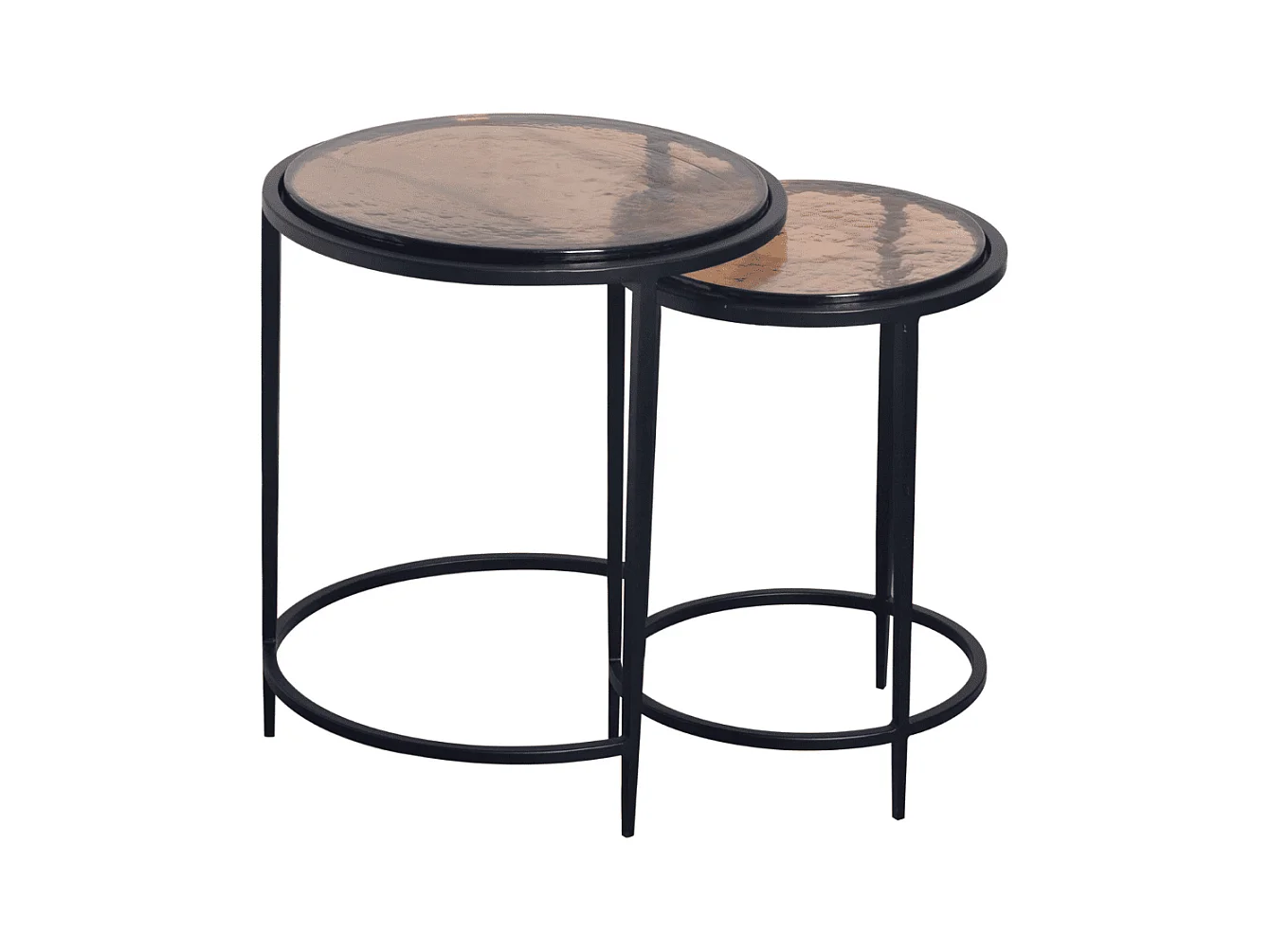 Bouts de canapé gigognes en verre fumé et métal D44 cm IGLOO