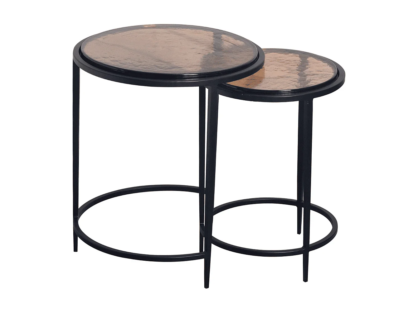 Tavolini da divano impilabili in vetro fumé e metallo nero D44 cm - IGLOO