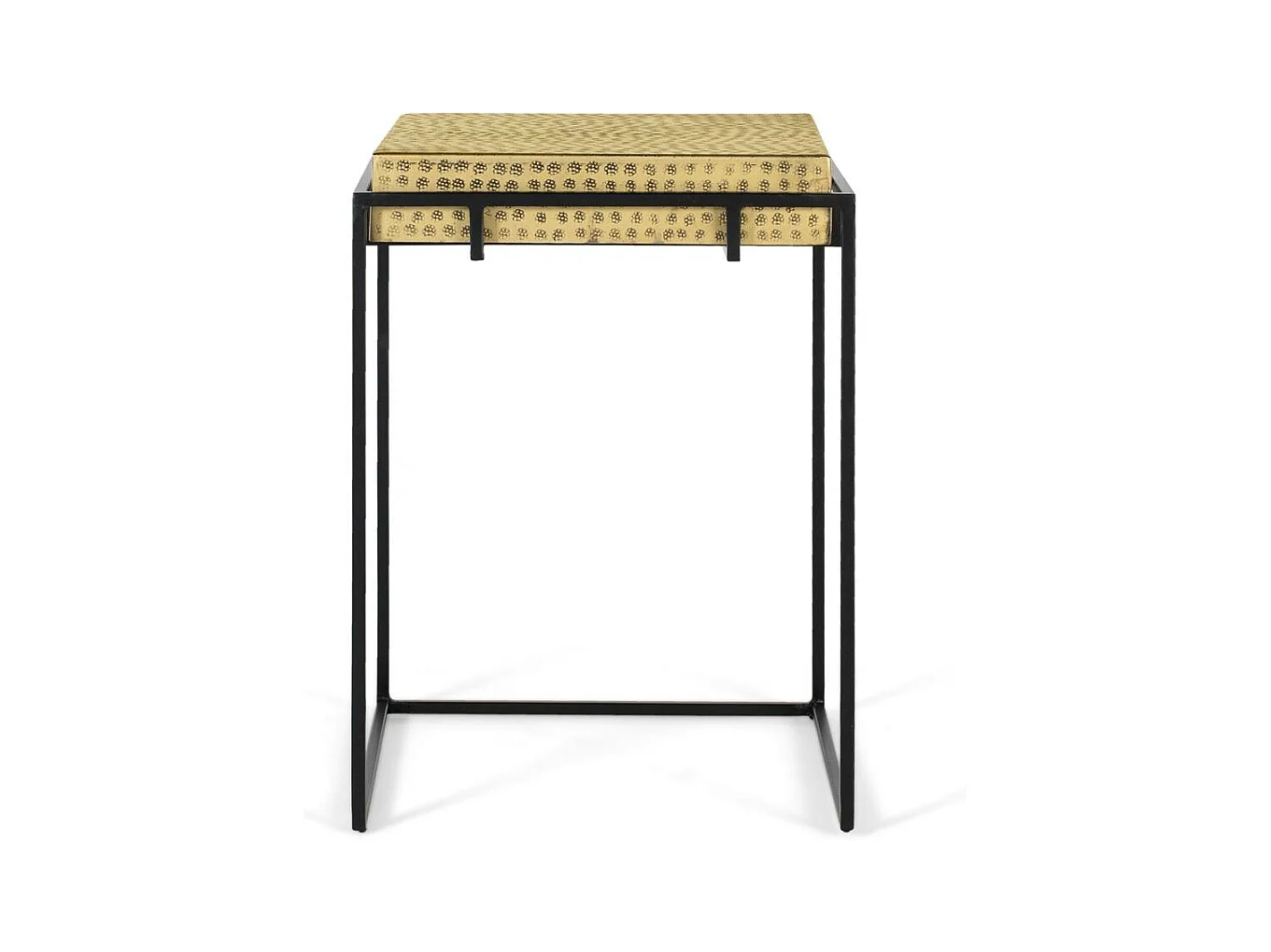 Table d'appoint en acier et pieds en fer doré