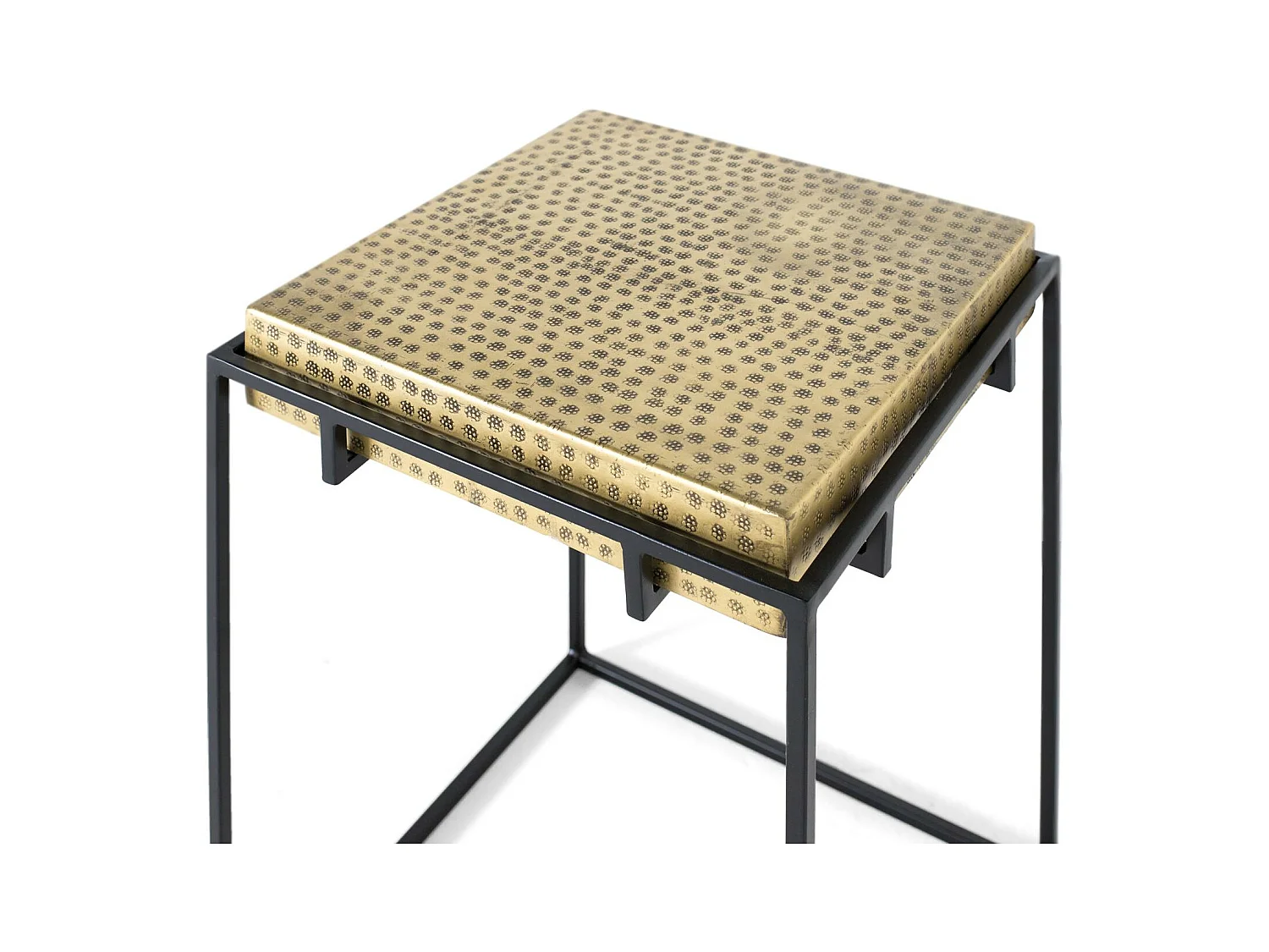 Table d'appoint en acier et pieds en fer doré