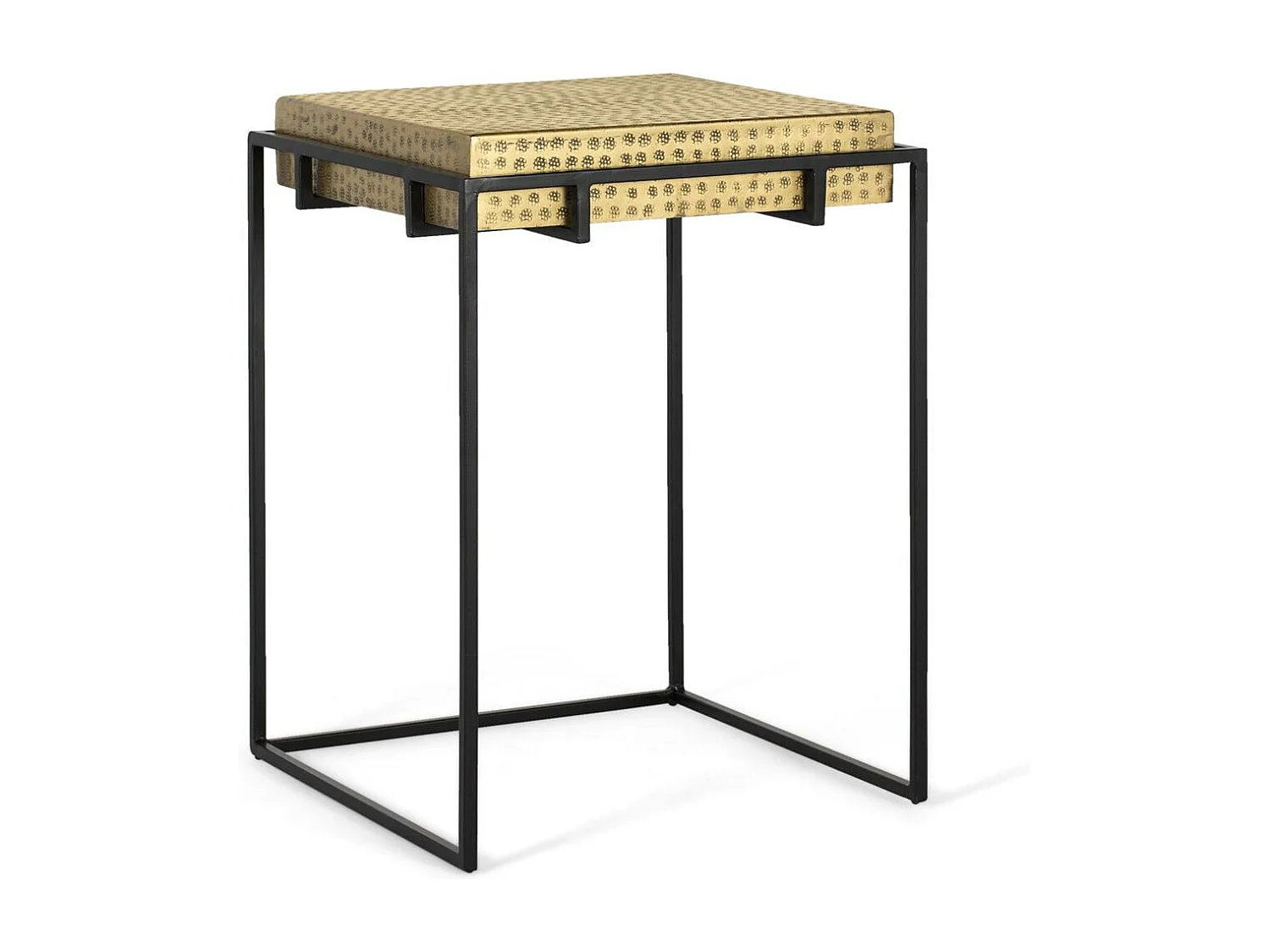 Table d'appoint en acier et pieds en fer doré