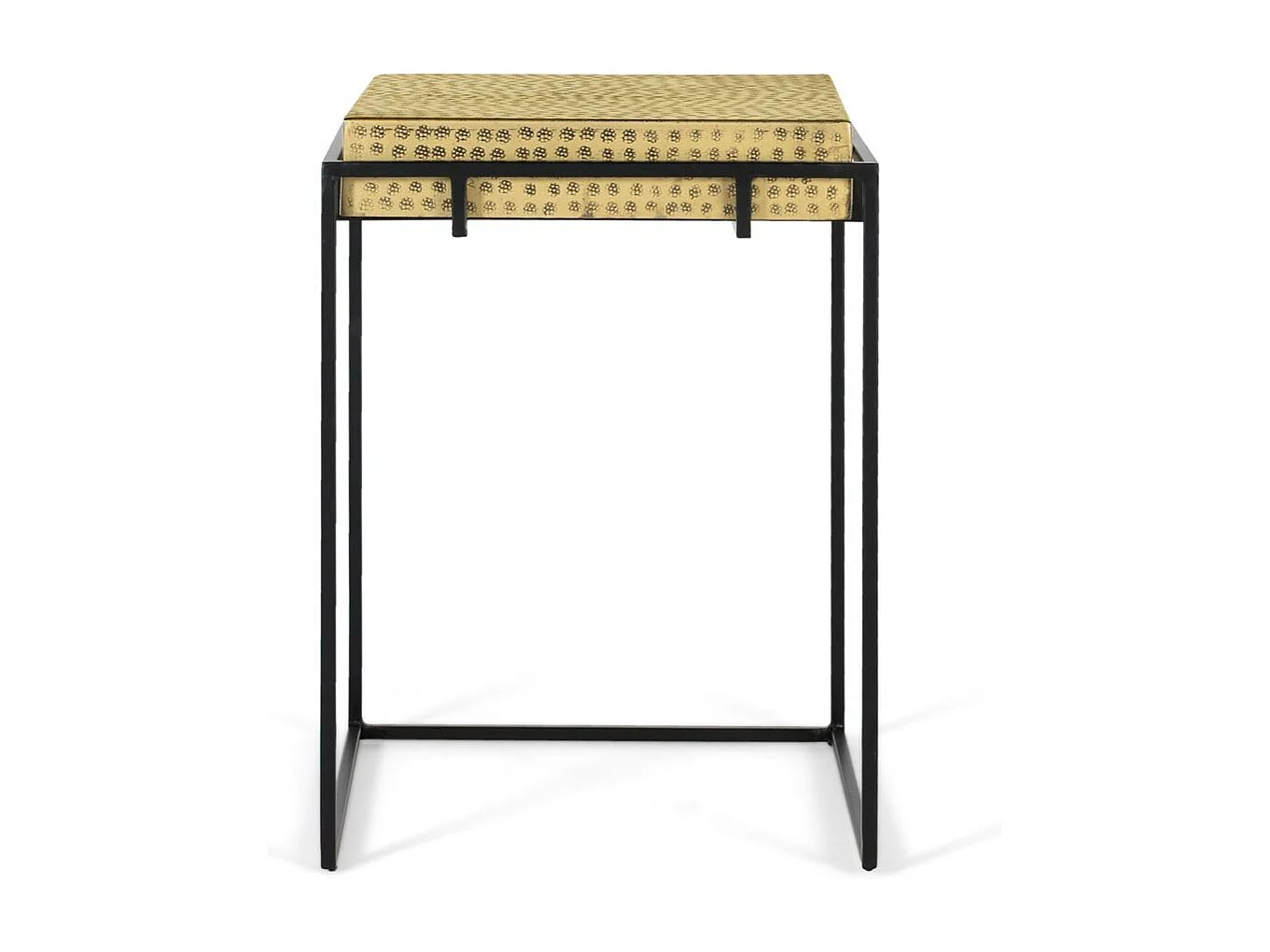 Table d'appoint en acier et pieds en fer doré