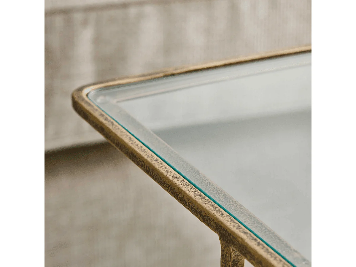 Bijzettafel van goudkleurig metaal en glas L25,5 cm - ANTOINETTE