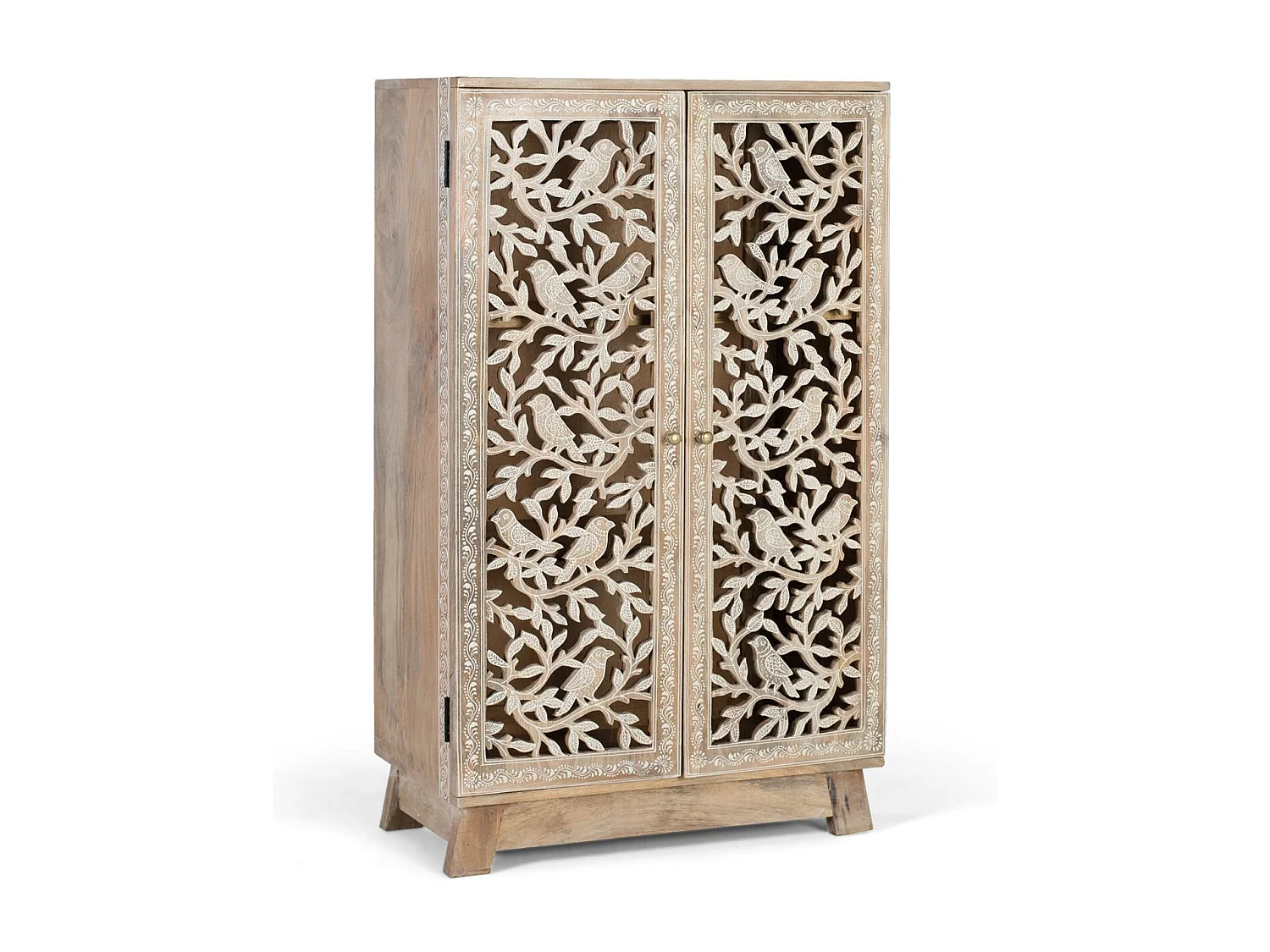 Sideboard aus Mangoholz mit handgeschnitzten Türen