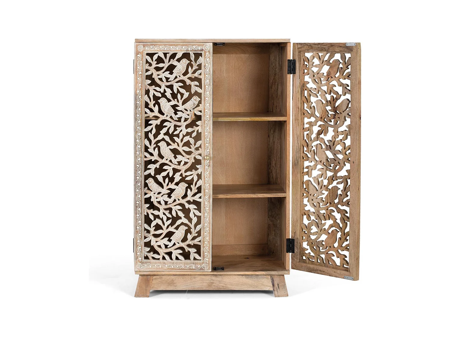 Sideboard aus Mangoholz mit handgeschnitzten Türen