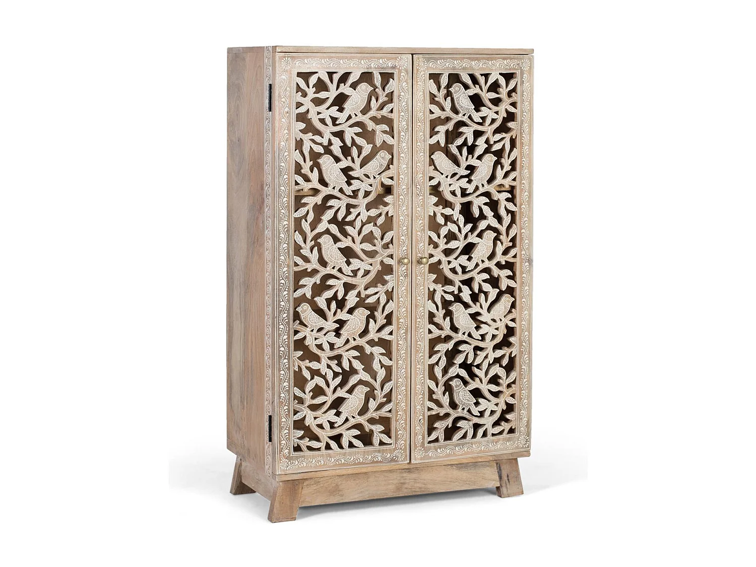 Buffet en bois de manguier avec portes sculptées à la main