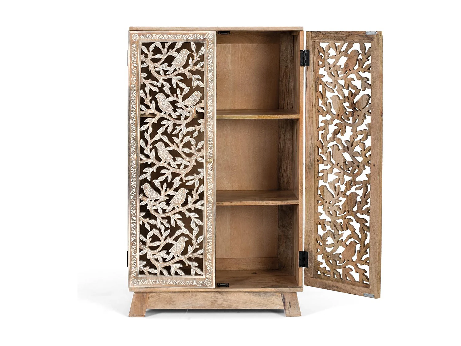 Buffet en bois de manguier avec portes sculptées à la main