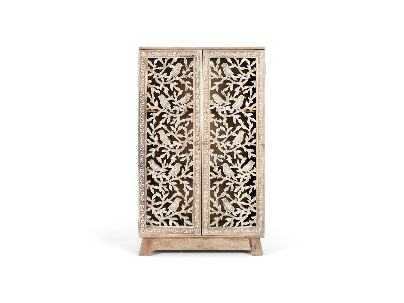 Sideboard aus Mangoholz mit handgeschnitzten Türen