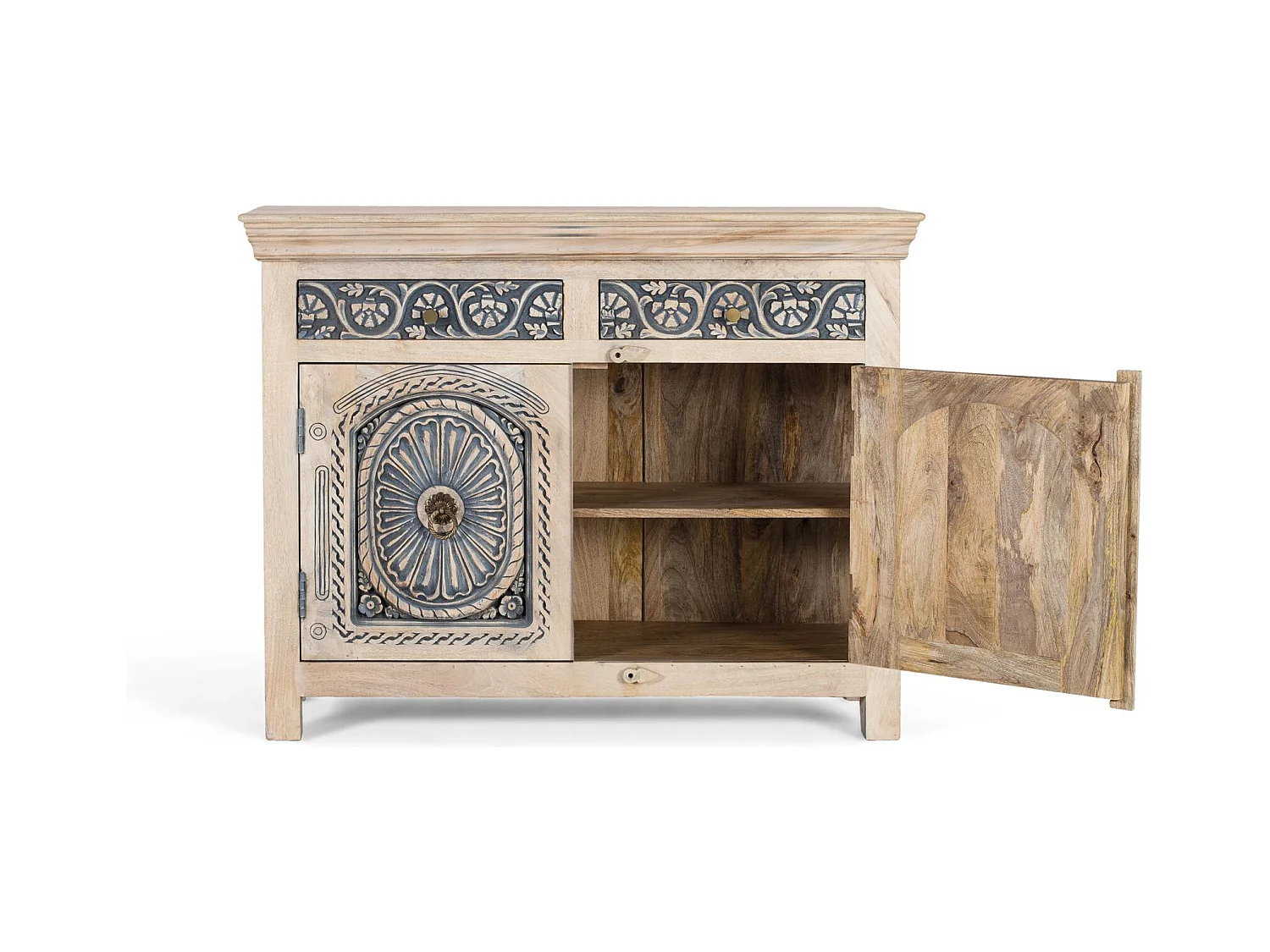 Credenza intagliata a mano con due cassetti e due ante