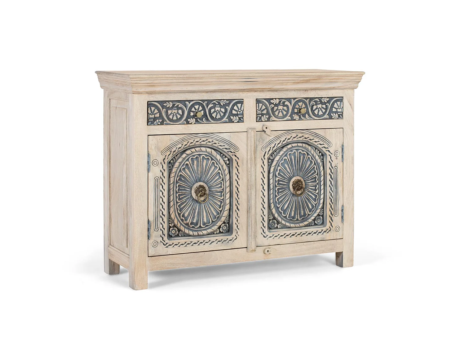Buffet en bois de manguier de style méditerranéen moderne - 90 x 116 x 40