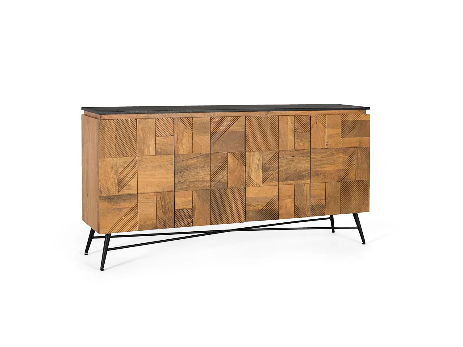 Credenza in legno di mango, stile retrò moderno - 85x170x40