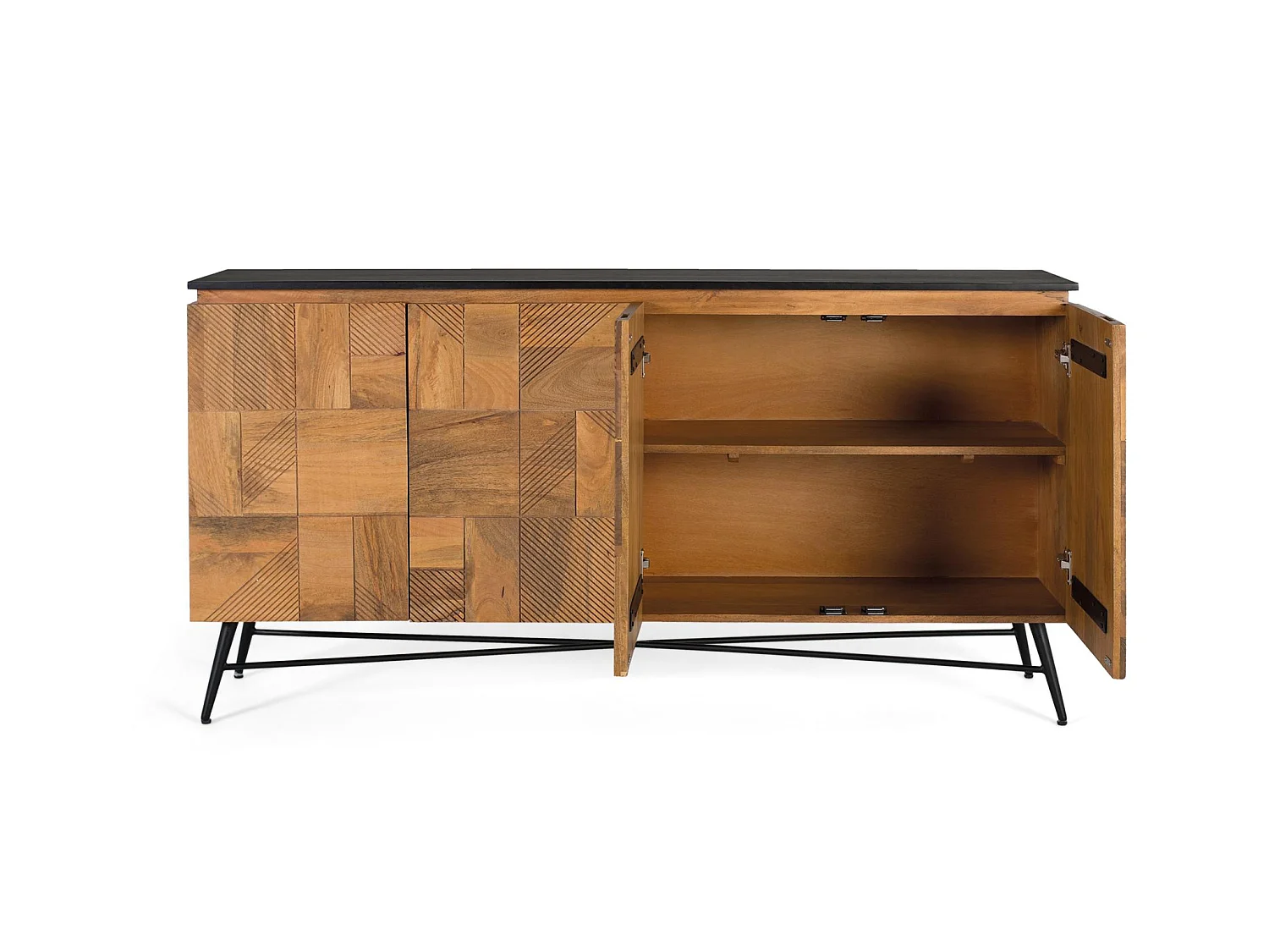 Credenza in legno di mango, stile retrò moderno - 85x170x40