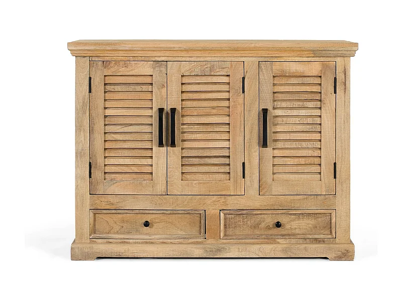 Sideboard mit 3 Türen und 2 Schubladen aus Mangoholz.