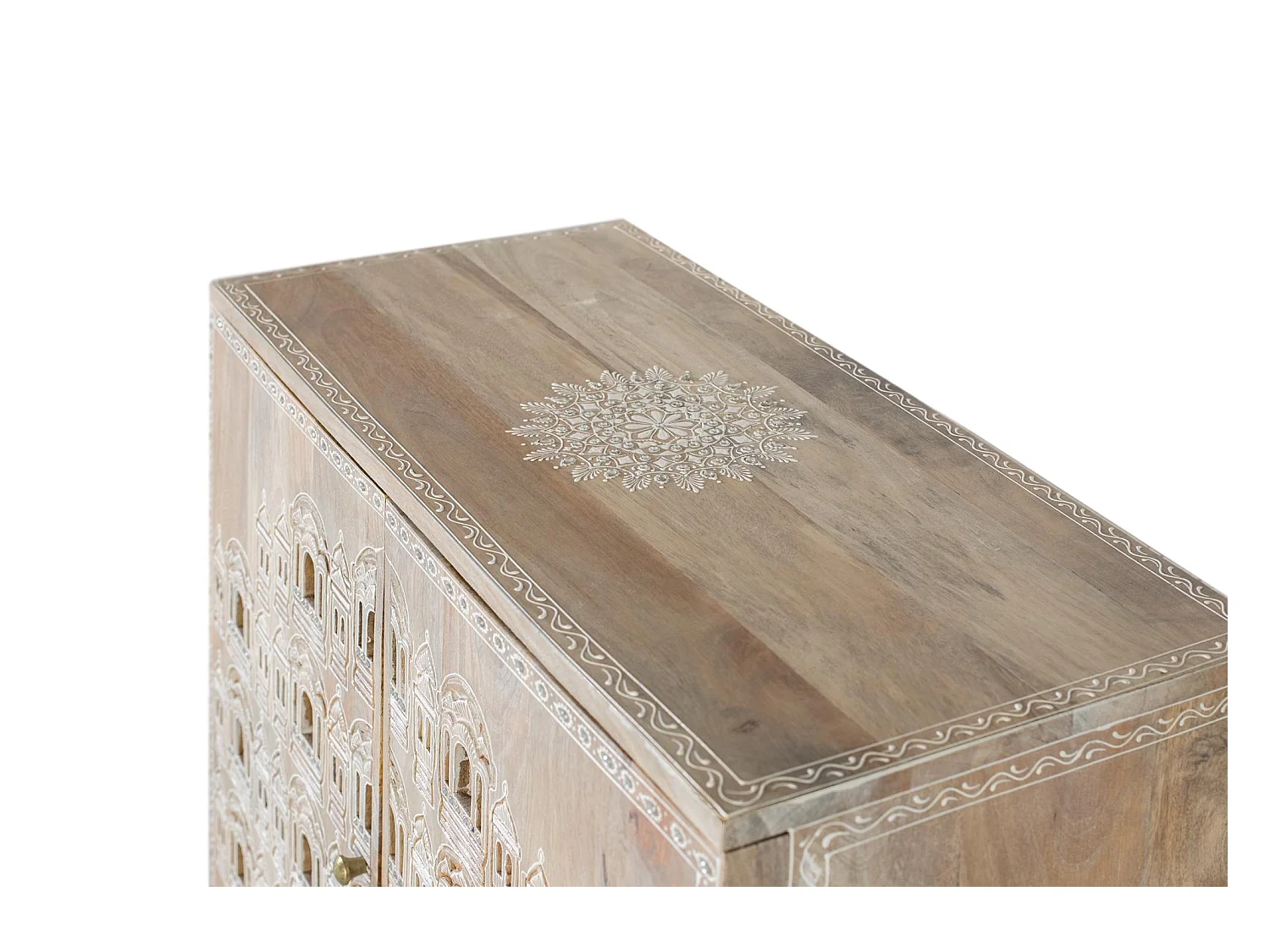 Buffet sculpté à la main en bois de manguier