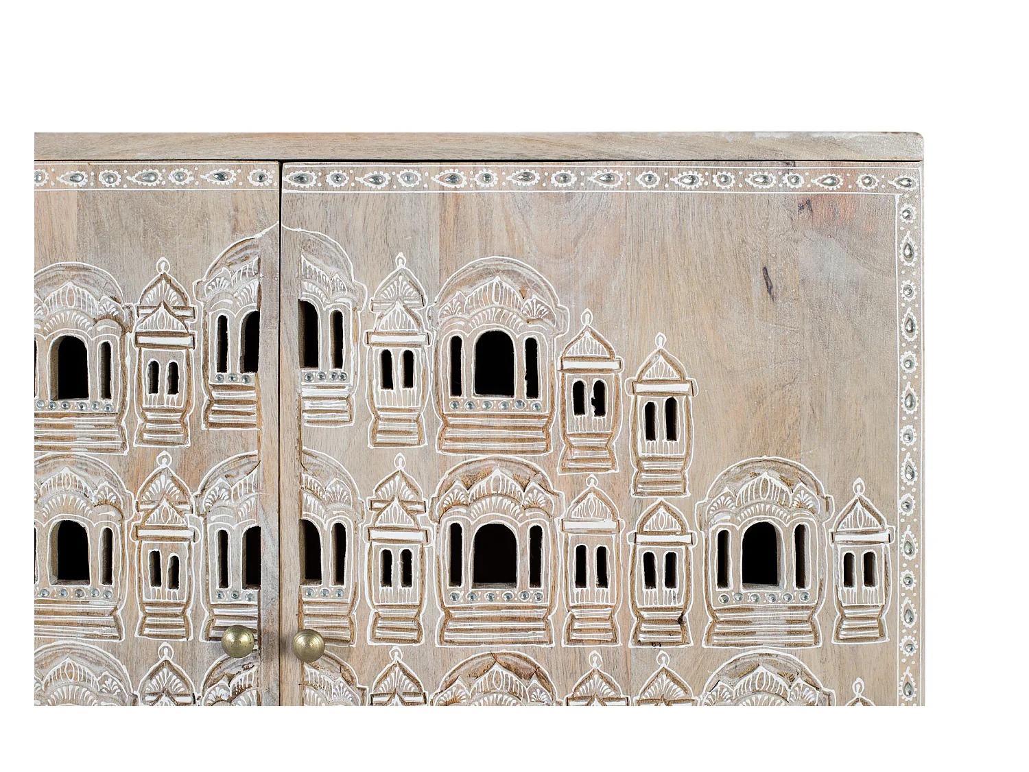 Buffet sculpté à la main en bois de manguier