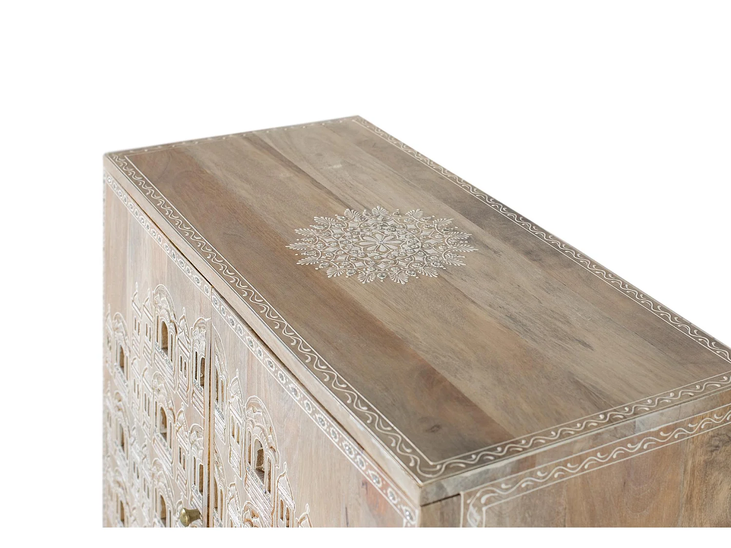 Buffet sculpté à la main en bois de manguier