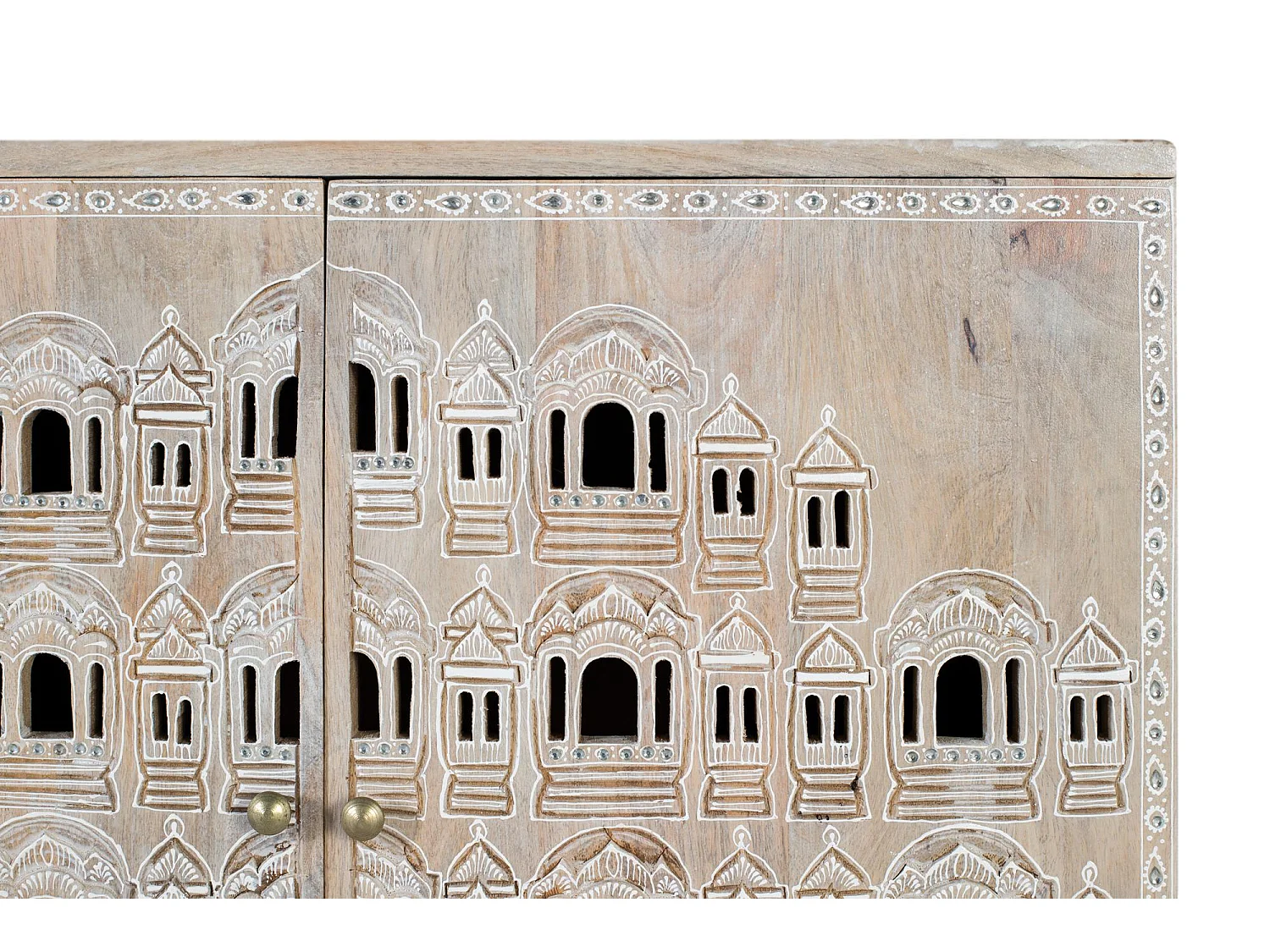 Buffet sculpté à la main en bois de manguier