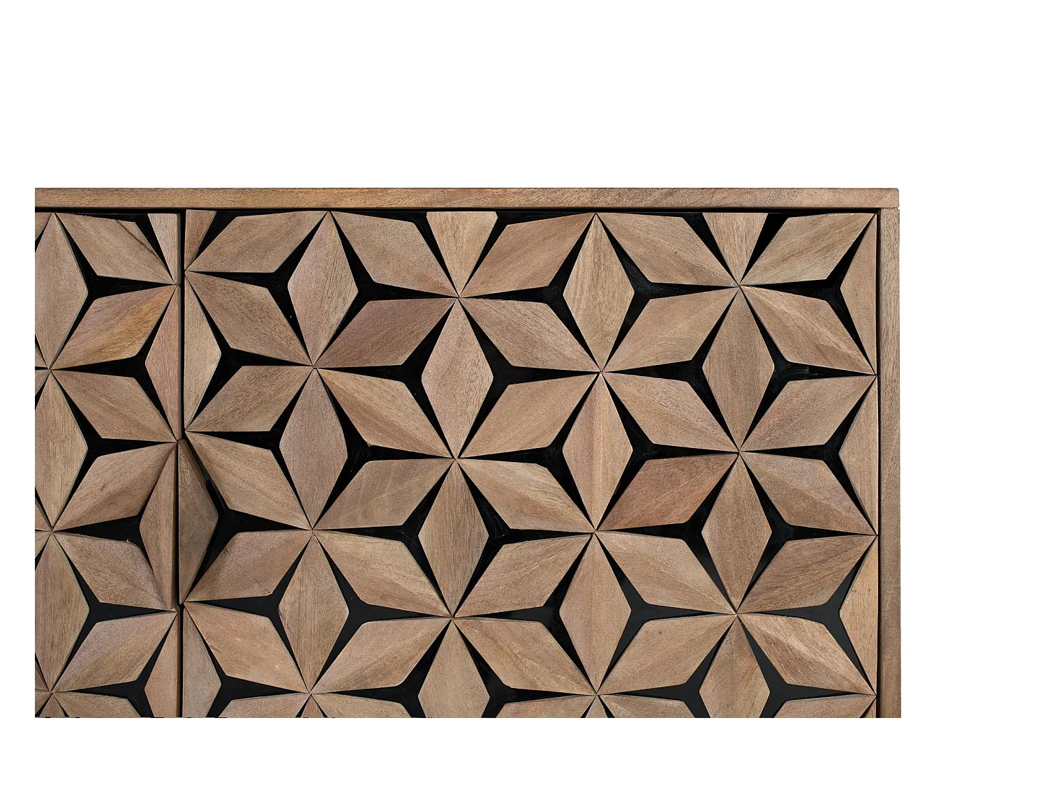 Buffet artisanal en bois de manguier avec 4 portes, 220 cm