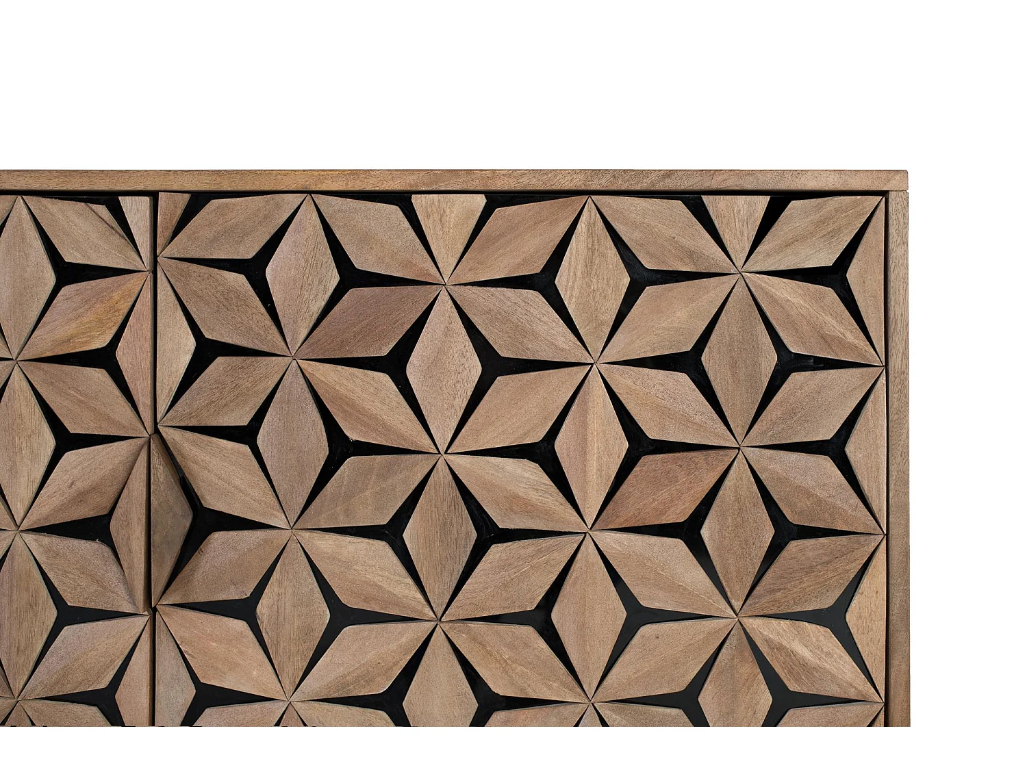 Buffet artisanal en bois de manguier avec 4 portes, 220 cm