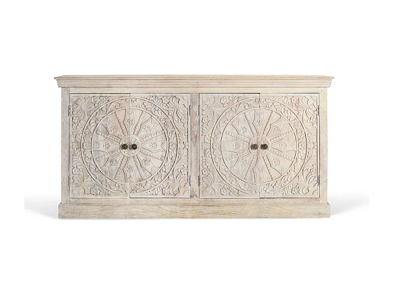 Buffet à quatre portes fait main en bois de manguier