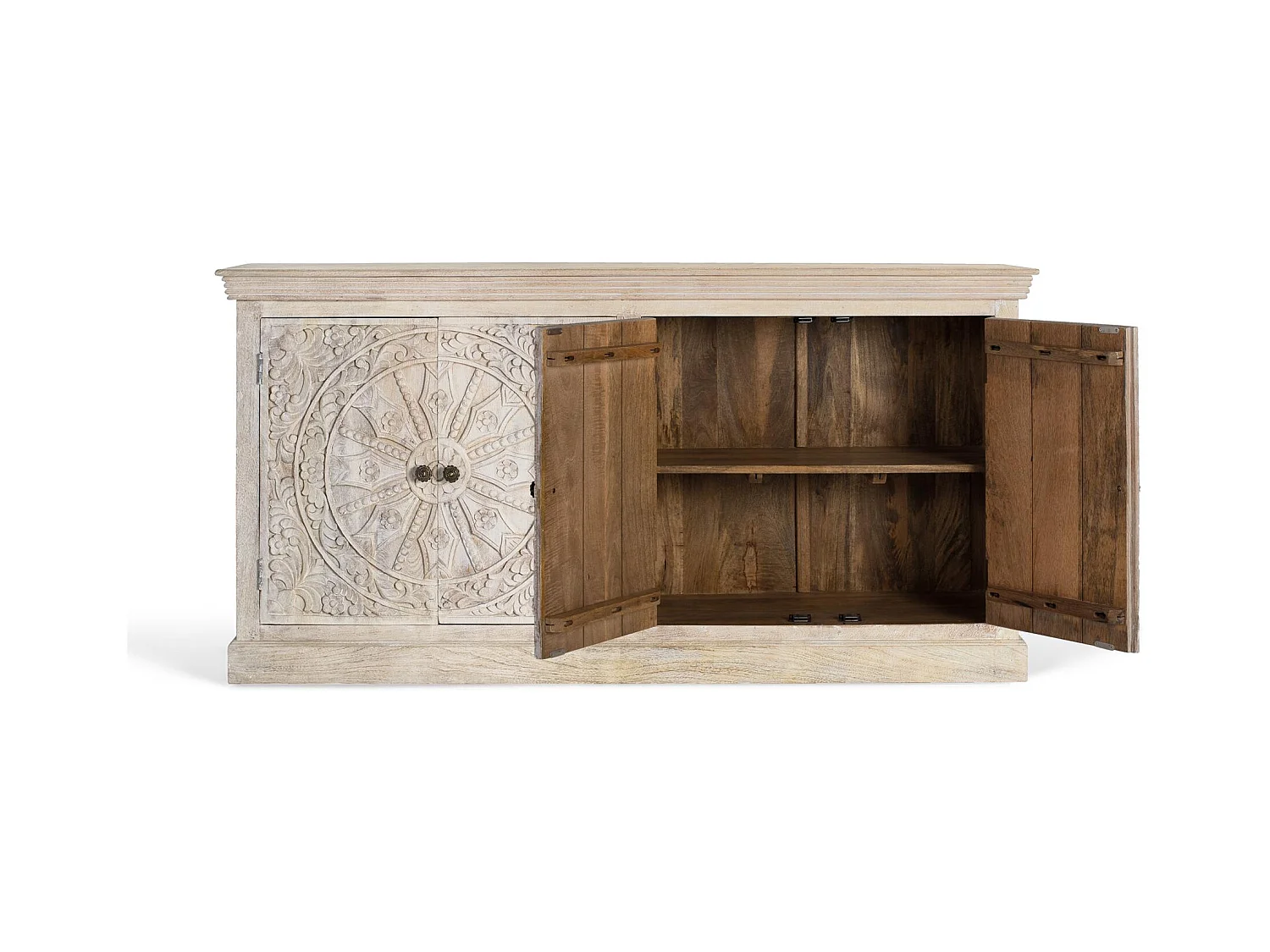 Buffet à quatre portes fait main en bois de manguier