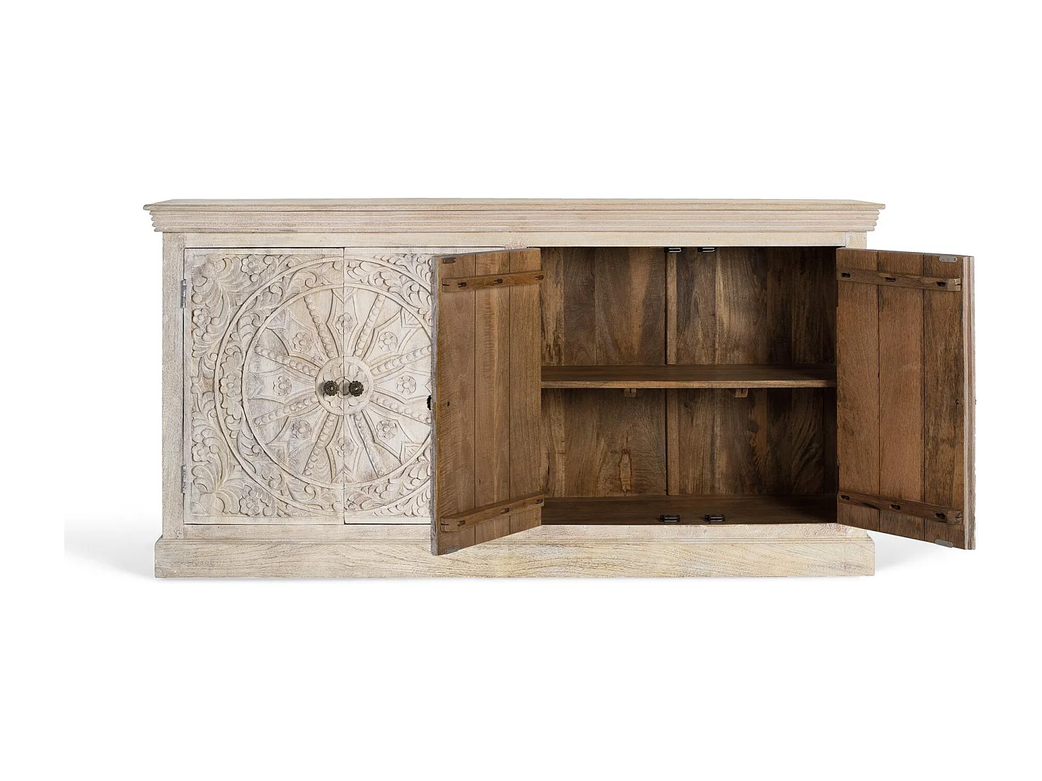 Buffet à quatre portes fait main en bois de manguier