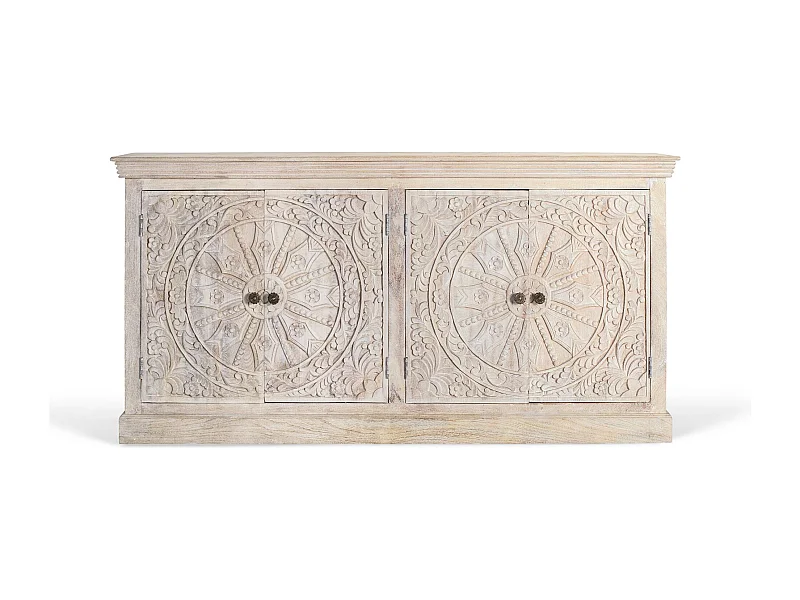 Buffet à quatre portes fait main en bois de manguier